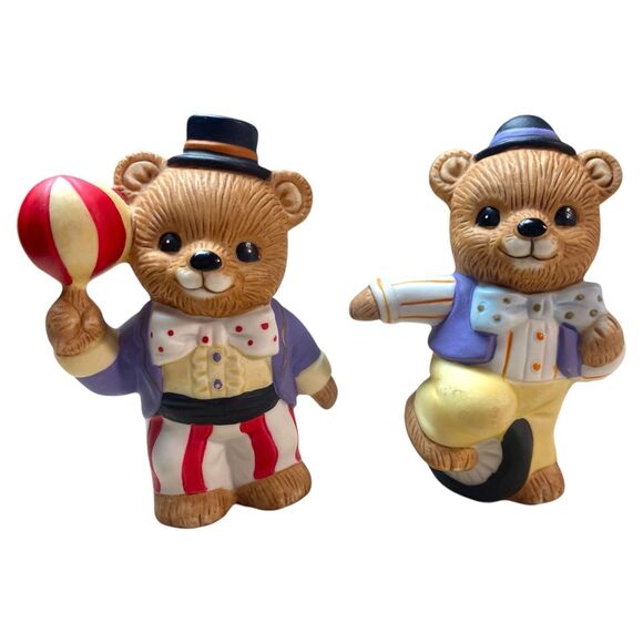 Homco Circus Bear Figurines #1449 Set of 4 Vintage Clown Bears w/ Stickers - Picture 6 of 8